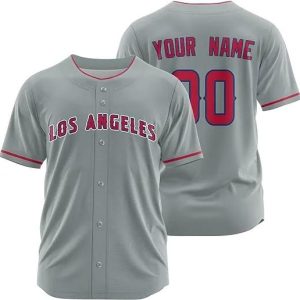 Los Angeles Angels Personalized Gray MLB Baseball Jersey