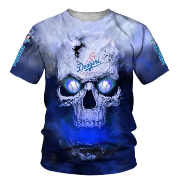 Los Angeles Dodgers Skull 3D T-Shirt, MLB Dodgers Shirt