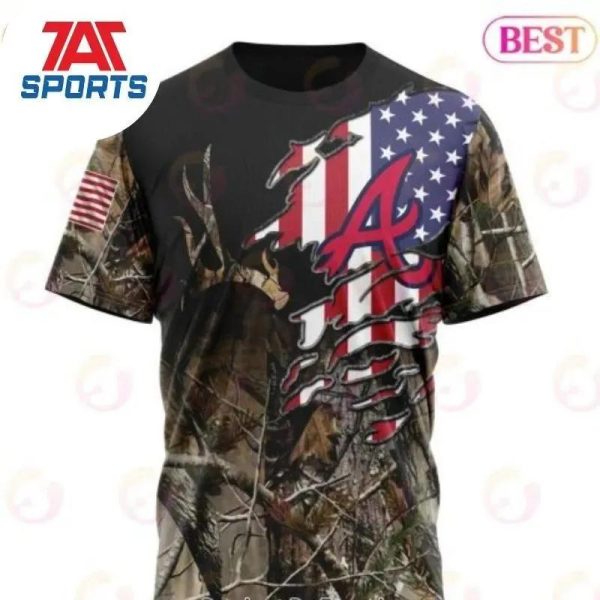 MLB Atlanta Braves Special Camo Realtree Hunting Custom Name Number 3D T-Shirt, Atlanta Braves Tee Shirt