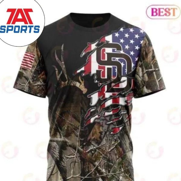 MLB San Diego Padres Custom Name Number Special Camo Realtree Hunting T-Shirt, San Diego Padres Tee Shirts