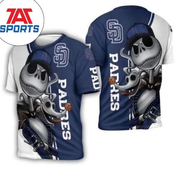 MLB San Diego Padres Jack Skellington And Zero T-Shirt, San Diego Padres Tee Shirts