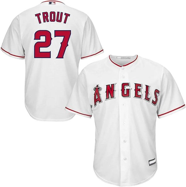 Mike Trout #27 Los Angeles Angels White MLB Baseball Jersey, MLB Angels Jersey