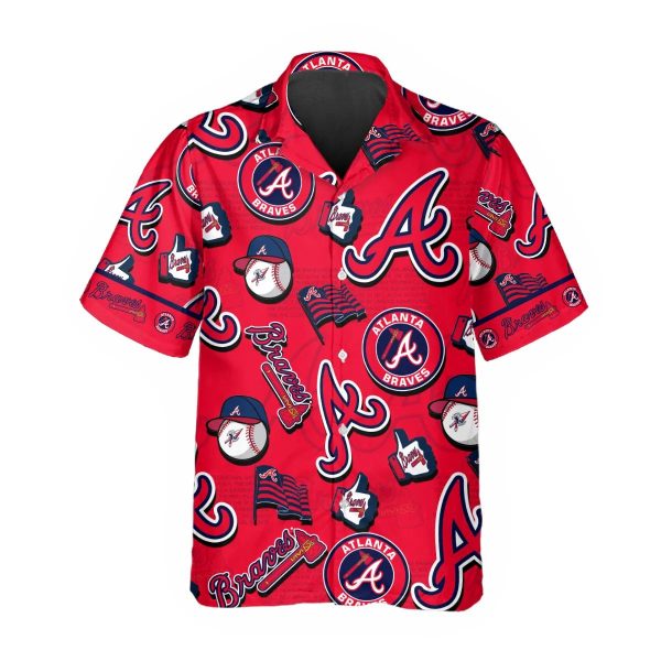 Pattern Logo Atlanta Braves Hawaiian Shirt, Atlanta Braves Aloha Shirt, MLB Hawaiian Shirt
