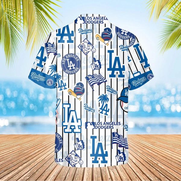 Pattern Logo Los Angeles Dodgers Hawaiian Shirt, Dodgers Aloha Shirt, MLB Hawaiian Shirt