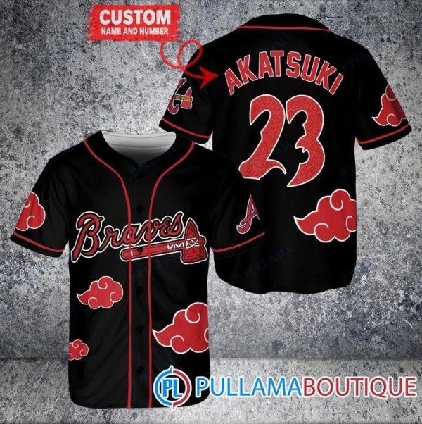 Atlanta Braves Naruto Akastuki Custom Baseball Jersey, Braves Pullover Jersey