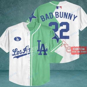 Bad Bunny Los Angeles Dodgers Baseball Jersey, Dodgers Pullover Jersey