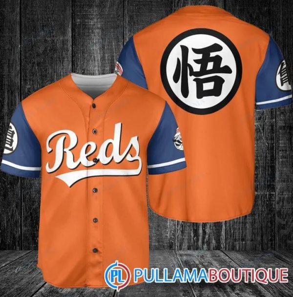 Cincinnati Reds Dragon Ball Z Goku Baseball Jersey, Reds Pullover Jersey
