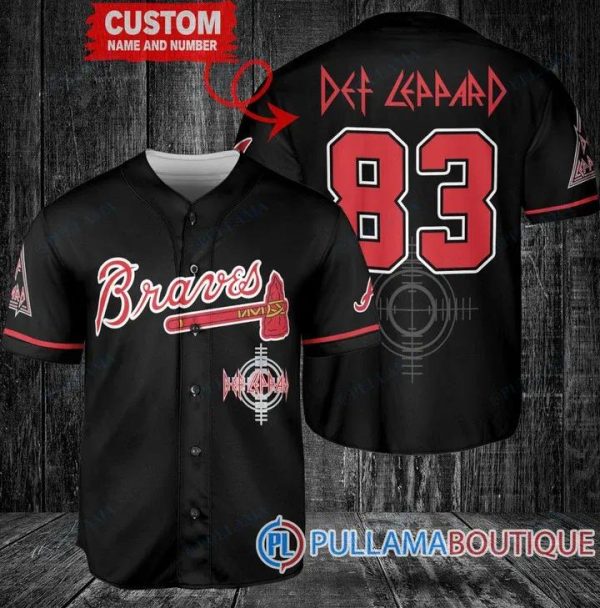 Def Leppard Atlanta Braves Custom Baseball Jersey, Atlanta Baseball Jersey