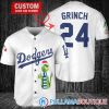 Grinch Christmas Los Angeles Dodgers Gray Custom Baseball Jersey, Dodgers Pullover Jersey