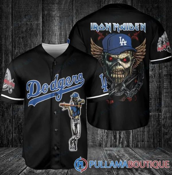Iron Maiden Los Angeles Dodgers Baseball Jersey, Dodgers Pullover Jersey