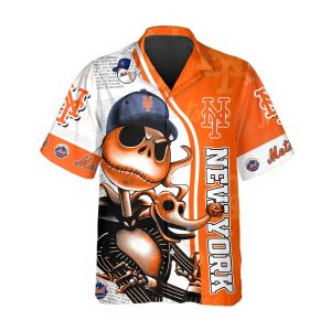 Jack Skeleton New York Mets Hawaiian Shirt, New York Mets Aloha Shirt, MLB Hawaiian Shirt