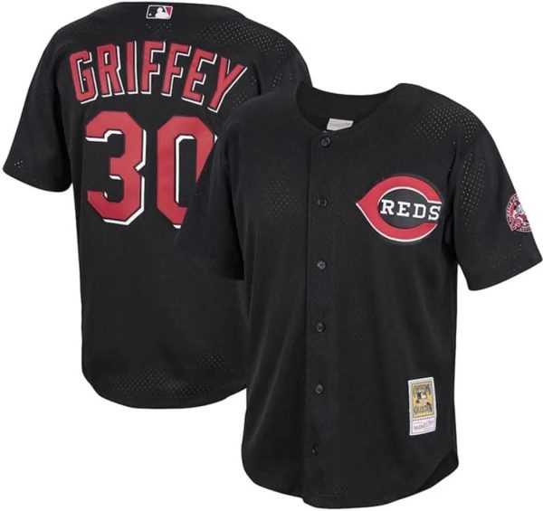 Ken Griffey Jr Cincinnati Reds Black Jersey, MLB Reds Jersey