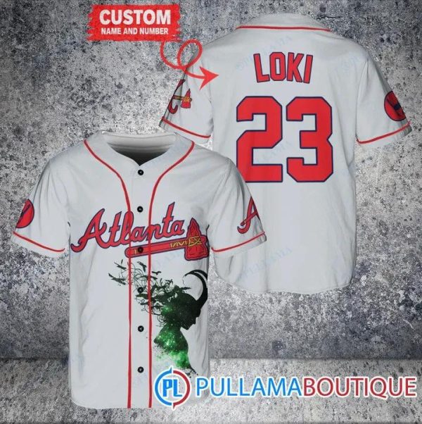 Loki Super Villains GOD Of Mischief Atlanta Braves Gray Custom Baseball Jersey, Braves Pullover Jersey