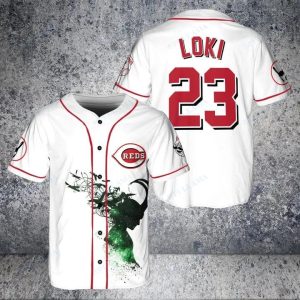 Loki Super Villains GOD Of Mischief Cincinnati Reds White Custom Baseball Jersey