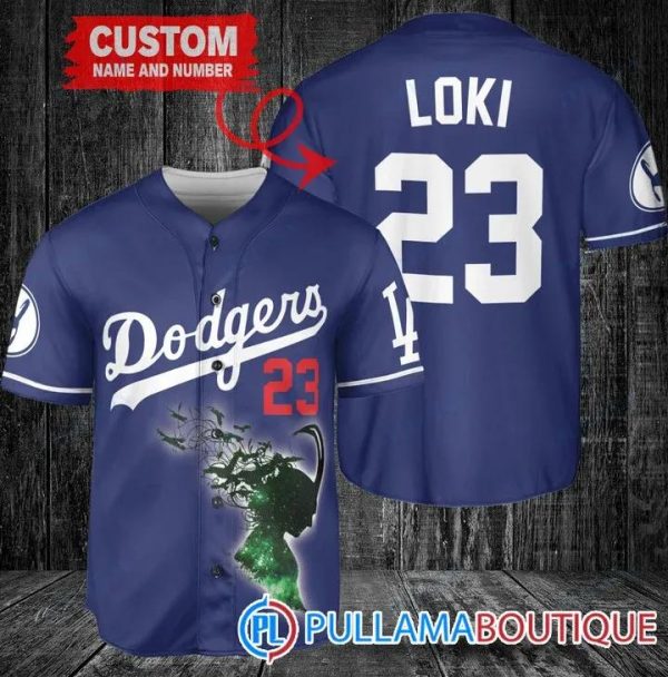 Loki Super Villains GOD Of Mischief Los Angeles Dodgers Blue Custom Baseball Jersey, Dodgers Pullover Jersey