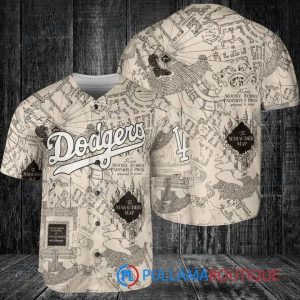 Los Angeles Dodgers Harry Potter The Marauders Map White Baseball Jersey