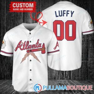 Luffy After Timeskip One Piece Atlanta Braves Custom Baseball Jersey