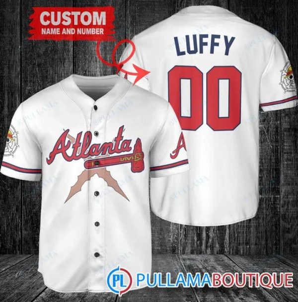Luffy After Timeskip One Piece Atlanta Braves Custom Baseball Jersey, Braves Pullover Jersey
