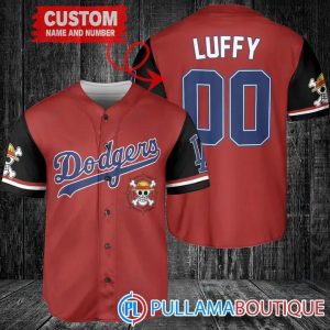 Luffy After Timeskip One Piece Los Angeles Dodgers Custom Baseball Jersey (2)