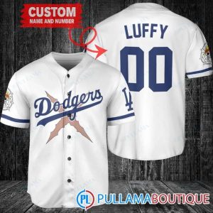 Luffy After Timeskip One Piece Los Angeles Dodgers Custom Baseball Jersey