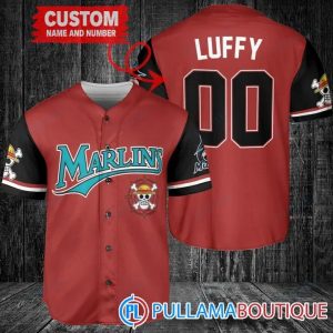 Luffy After Timeskip One Piece Miami Marlins Custom Baseball Jersey