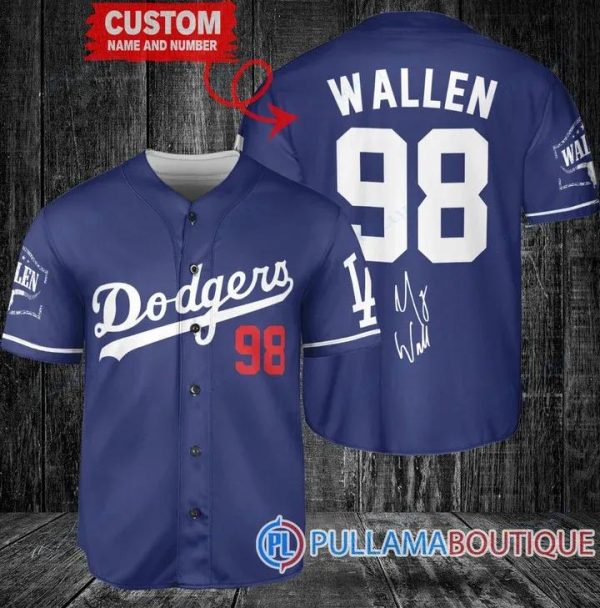 Morgan Wallen Los Angeles Dodgers Blue Custom Baseball Jersey, Dodgers Pullover Jersey