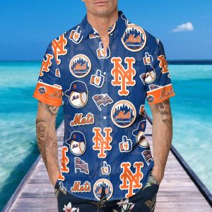 Pattern Logo New York Mets Hawaiian Shirt MLB Hawaiian Shirt 4