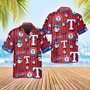 Pattern Logo Texas Rangers Hawaiian Shirt Texas Rangers Aloha Shirt MLB Hawaiian Shirt 5