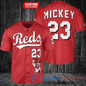Personalized Cincinnati Reds Mickey Mouse Red Baseball Jersey