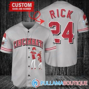 Personalized Cincinnati Reds Rick And Morty Gray Baseball Jersey