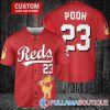 Personalized Cincinnati Reds Winnie The Pooh Gray Baseball Jersey, Reds Pullover Jersey