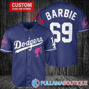 Personalized Los Angeles Dodgers Barbie Blue Baseball Jersey