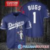 Personalized Los Angeles Dodgers Bugs Bunny Gray Baseball Jersey, Dodgers Pullover Jersey
