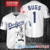 Personalized Los Angeles Dodgers Bugs Bunny Gray Baseball Jersey, Dodgers Pullover Jersey
