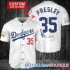 Personalized Los Angeles Dodgers Elvis Presley Signature Gray Baseball Jersey, Dodgers Pullover Jersey