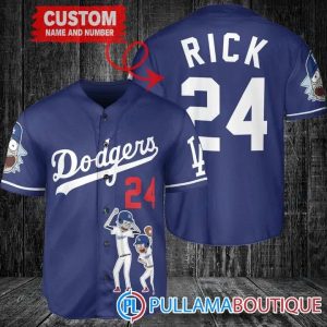 Personalized Los Angeles Dodgers Rick And Morty Blue Baseball Jersey