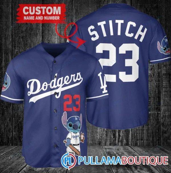 Personalized Los Angeles Dodgers Stitch Blue Baseball Jersey, Dodgers Pullover Jersey