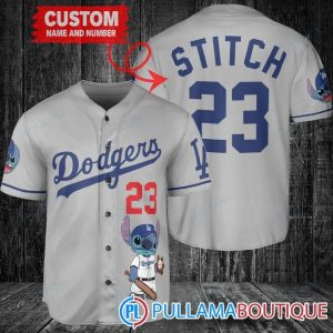 Personalized Los Angeles Dodgers Stitch Gray Baseball Jersey