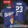 Personalized Los Angeles Dodgers Winnie The Pooh Gray Baseball Jersey, Dodgers Pullover Jersey