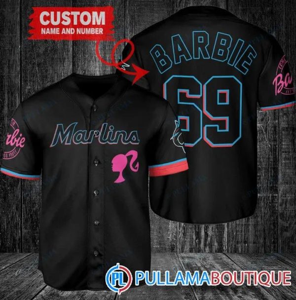 Personalized Miami Marlins Barbie Black Baseball Jersey, Miami Baseball Jersey