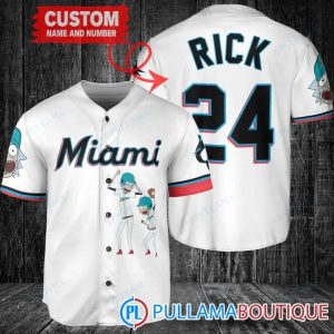 Personalized Miami Marlins Rick And Morty White Baseball Jersey
