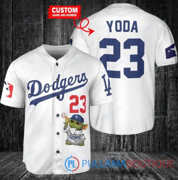 Star Wars Baby Yoda Los Angeles Dodgers Black Custom Baseball Jersey, Dodgers Pullover Jersey