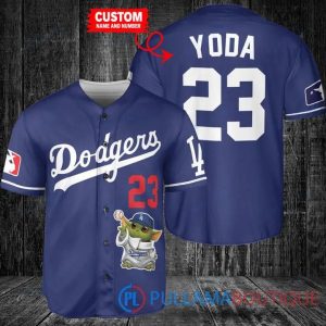 Star Wars Baby Yoda Los Angeles Dodgers Blue Custom Baseball Jersey
