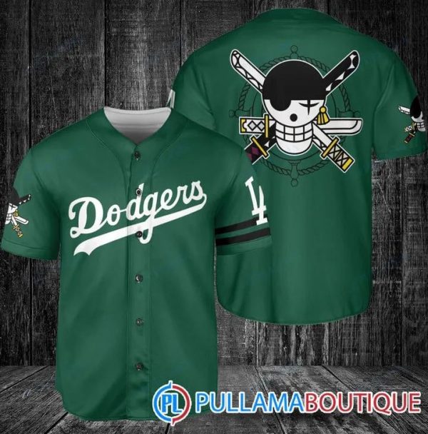 Zoro One Piece Straw Hats Los Angeles Dodgers Baseball Jersey, Dodgers Pullover Jersey