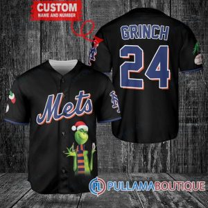 Grinch Christmas New York Mets Black Custom Baseball Jersey, Cheap Mets Jerseys