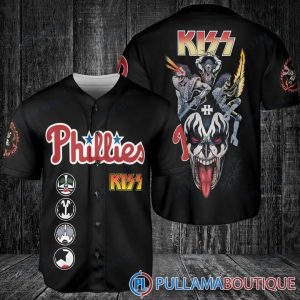 Kiss Philadelphia Phillies Black Baseball Jersey, Phillies Baseball Jersey