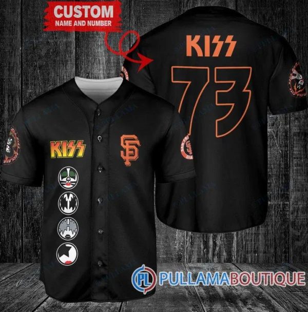 Kiss San Francisco Giants Black Custom Baseball Jersey, Baseball Jersey San Francisco Giants