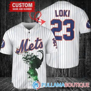 Loki Super Villains GOD Of Mischief New York Mets White Custom Baseball Jersey