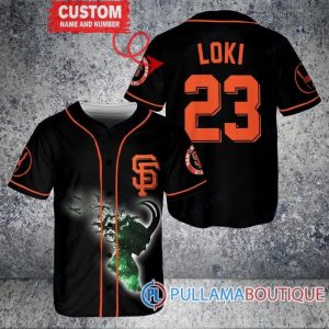 Loki Super Villains GOD Of Mischief San Francisco Giants Black Custom Baseball Jersey