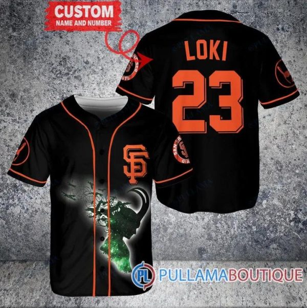 Loki Super Villains GOD Of Mischief San Francisco Giants Black Custom Baseball Jersey, Baseball Jersey San Francisco Giants